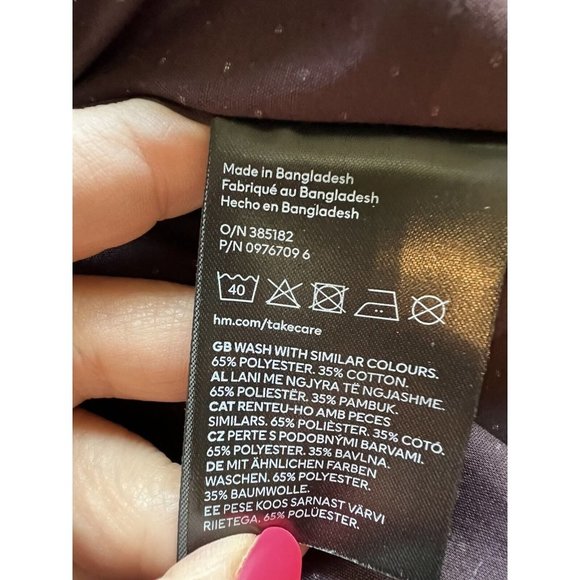 NEW H&M Burgundy purple Button Front SLIM FIT Long Sleeve Mens DRESS Shirt M - Picture 5 of 7